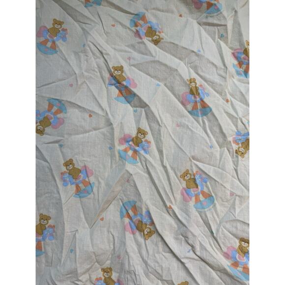 Dundee Crib Sheet Flannel Cotton Teddy Rocking Horse 1987 - Picture 2 of 5